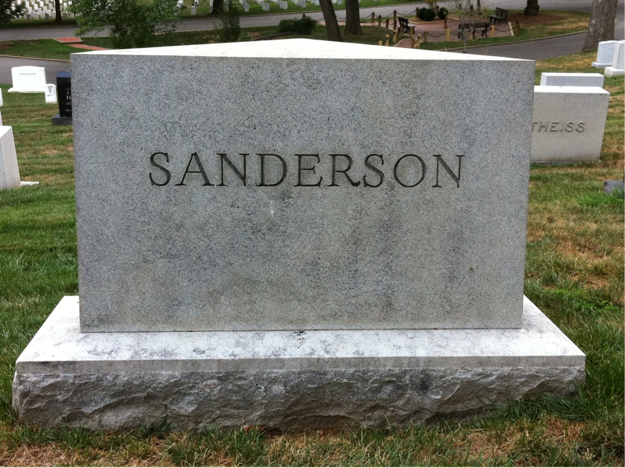 Back of headstone — Richard Sanderson