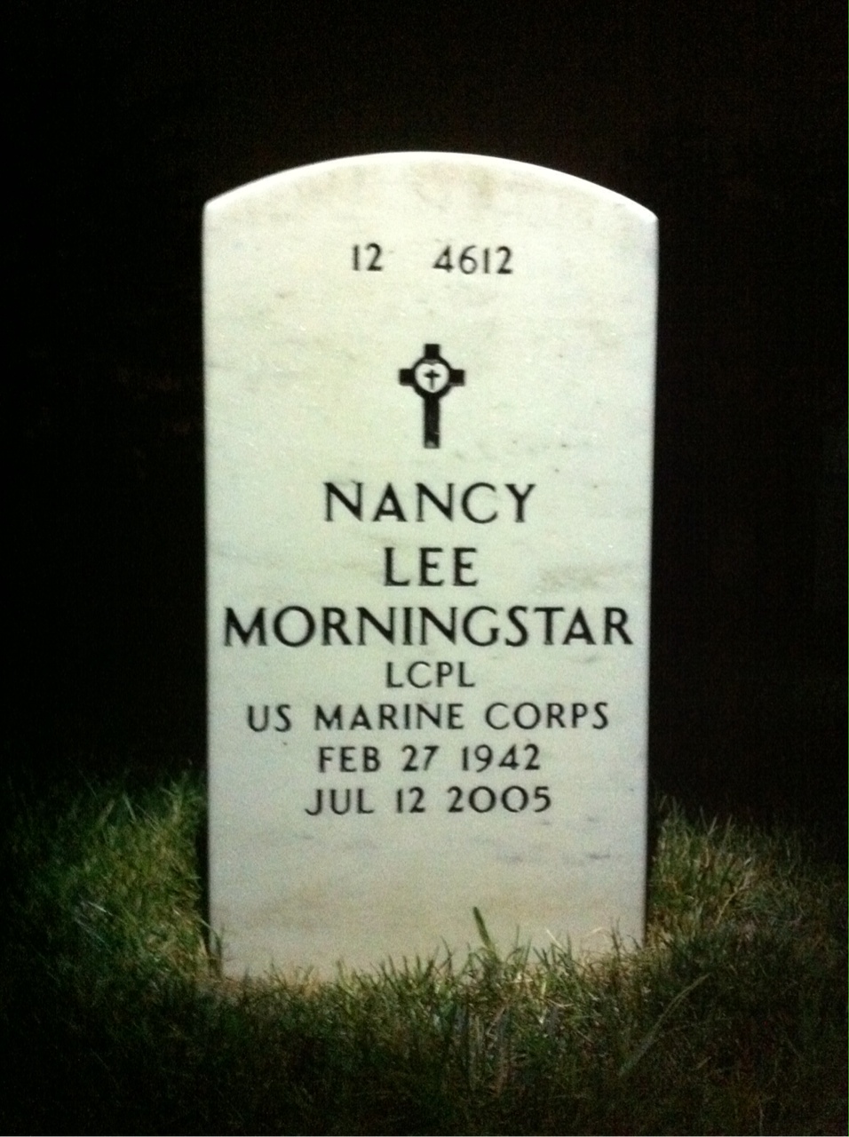 Back of headstone — Nancy Morningstar