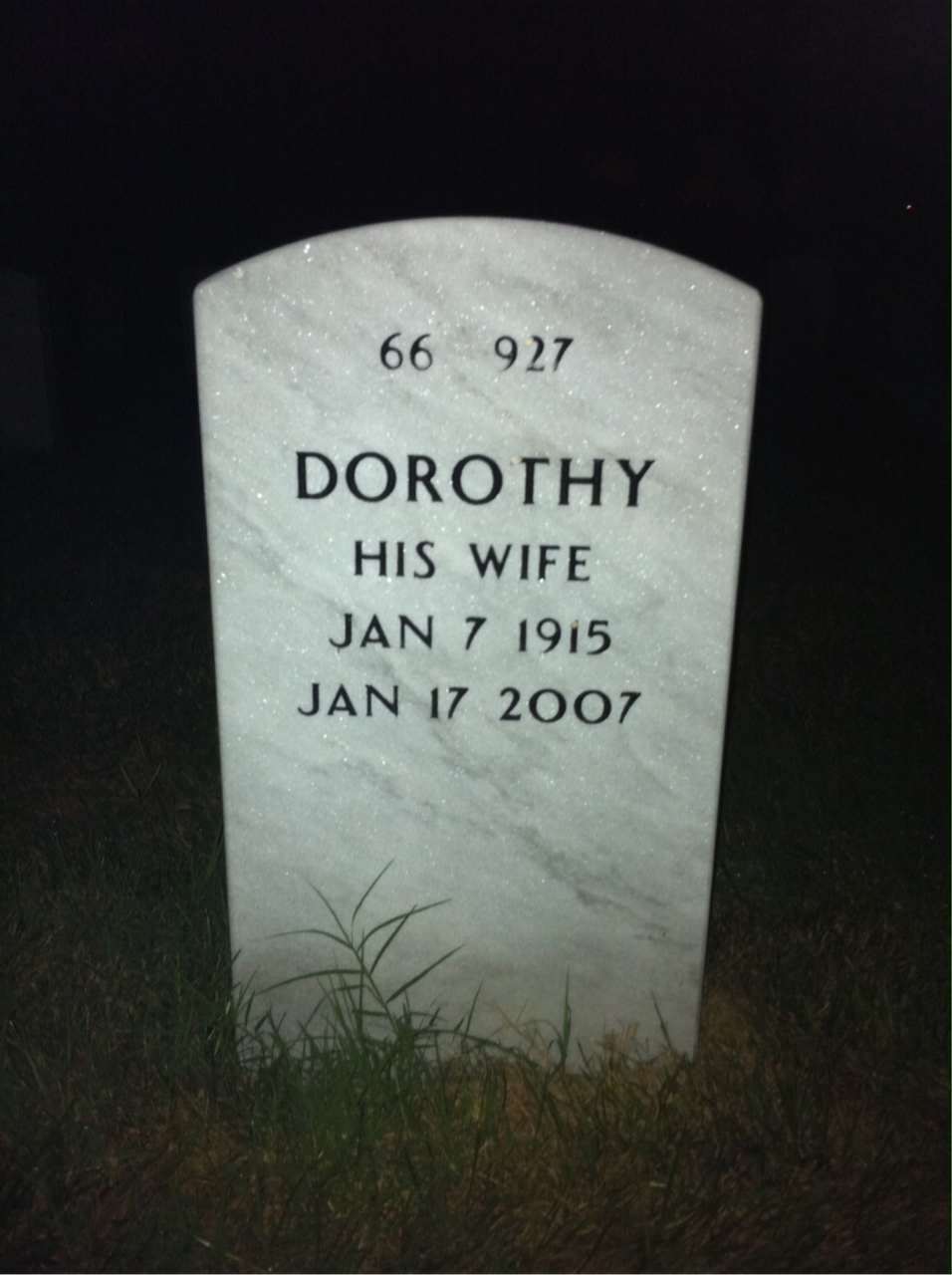 Back of headstone — Stanley Wally