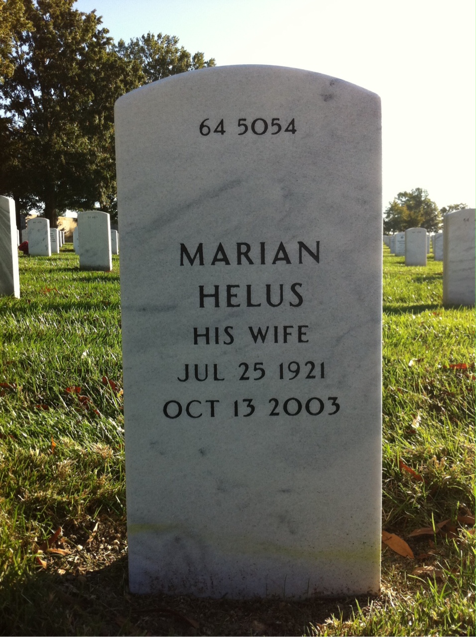 Back of headstone — Roy Muterspaw
