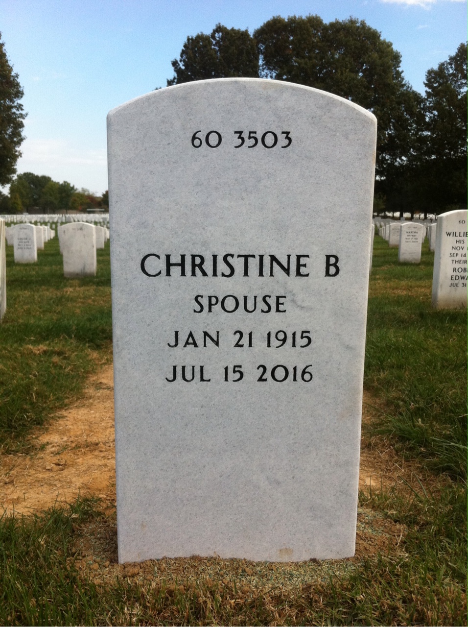Back of headstone — Charles Morris