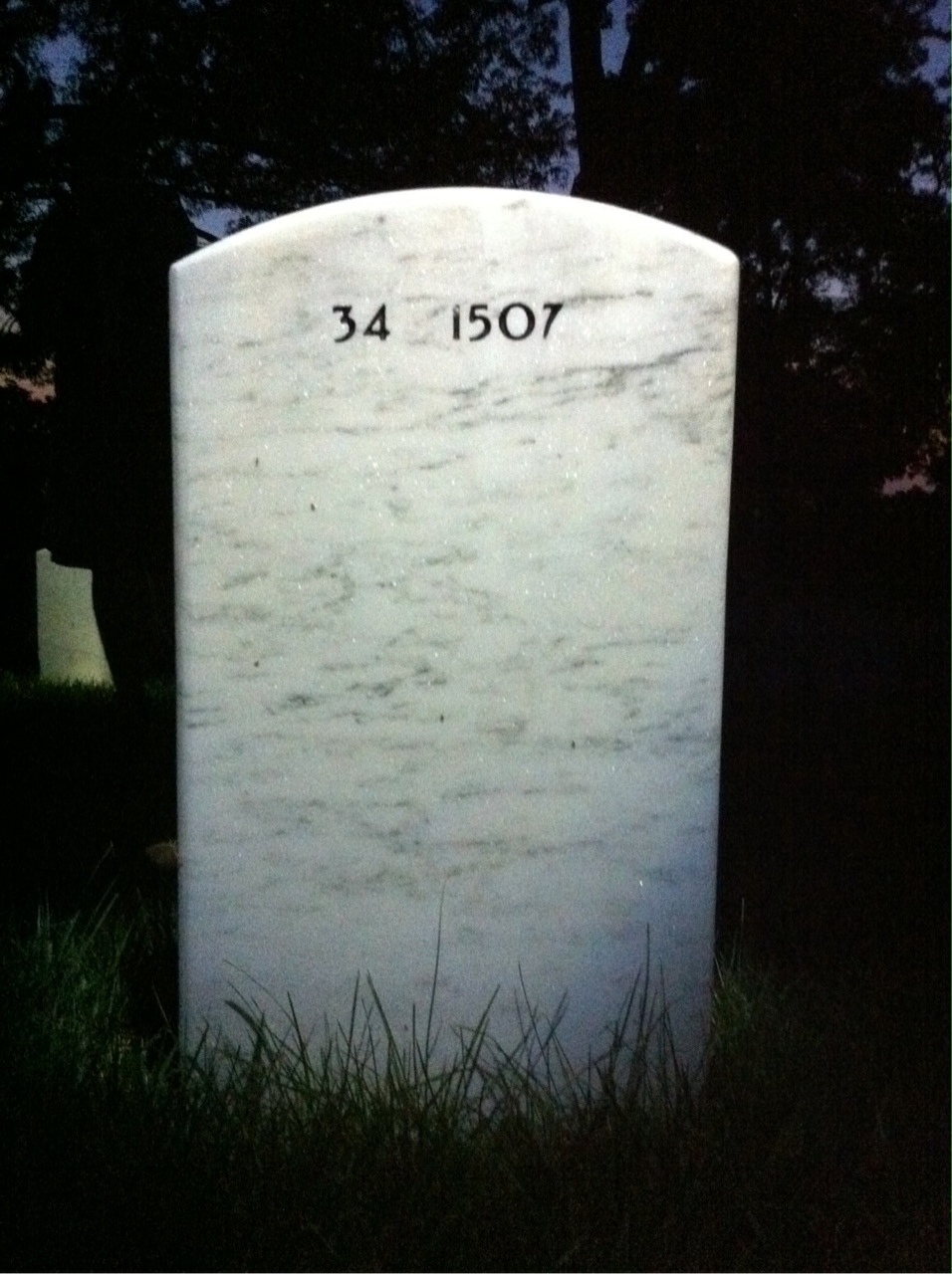 Back of headstone — Aaron Adams
