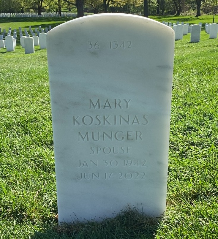 Back of headstone — Robert Munger
