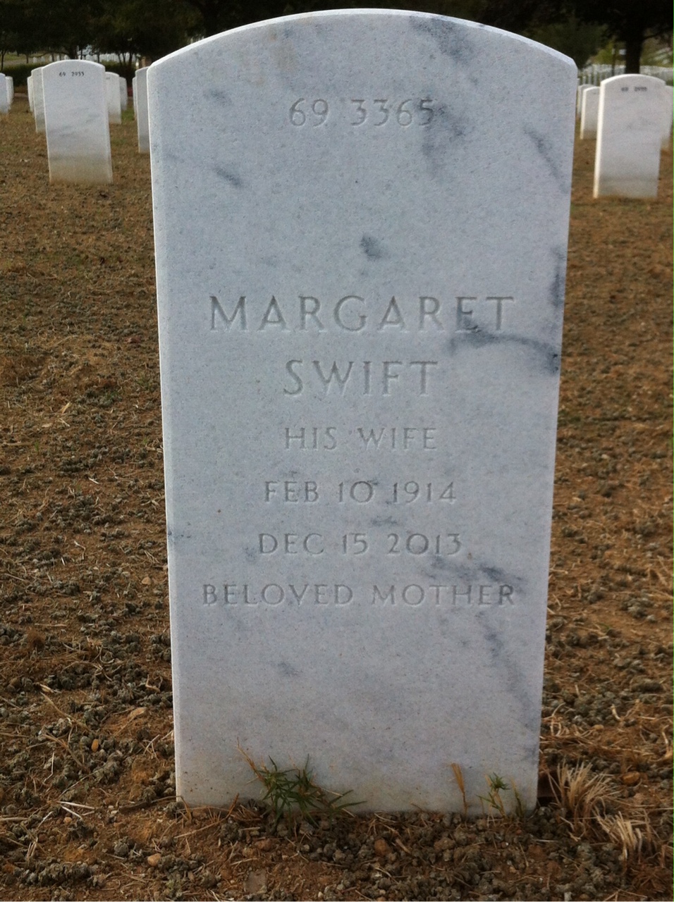 Back of headstone — Oliver Carroll