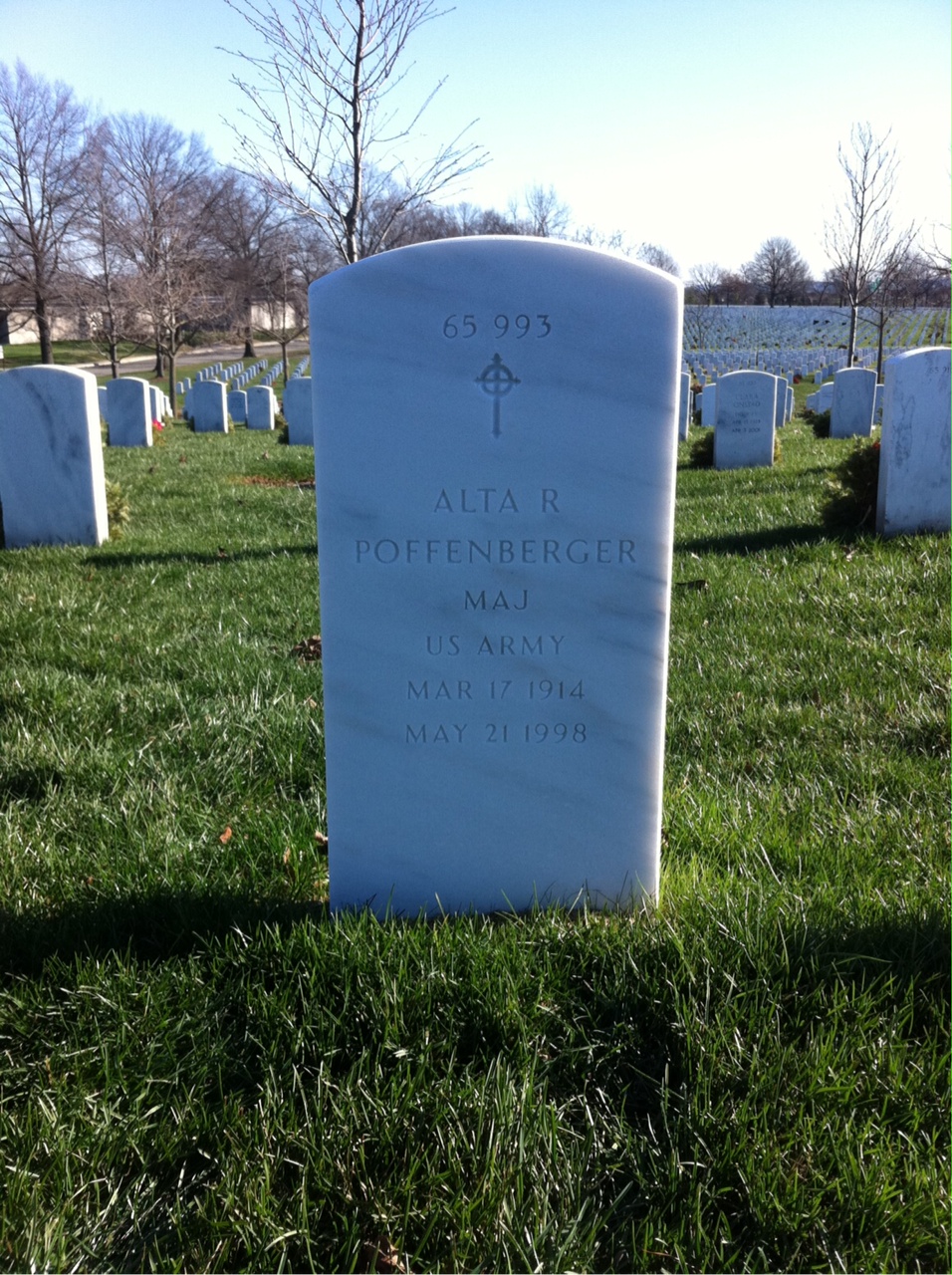 Back of headstone — John Poffenberger