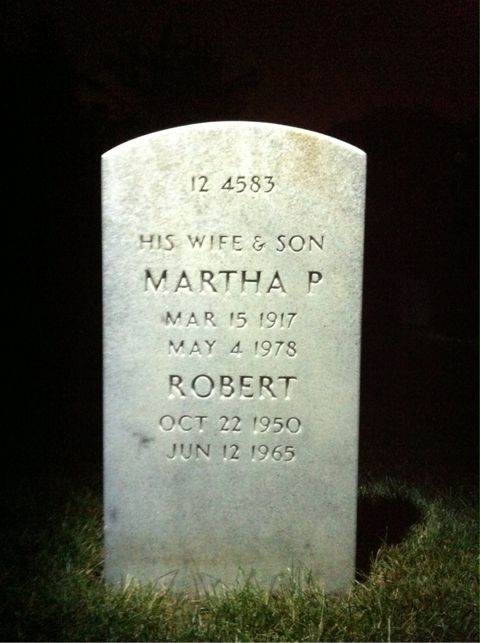 Back of headstone — Winston E Ulrich