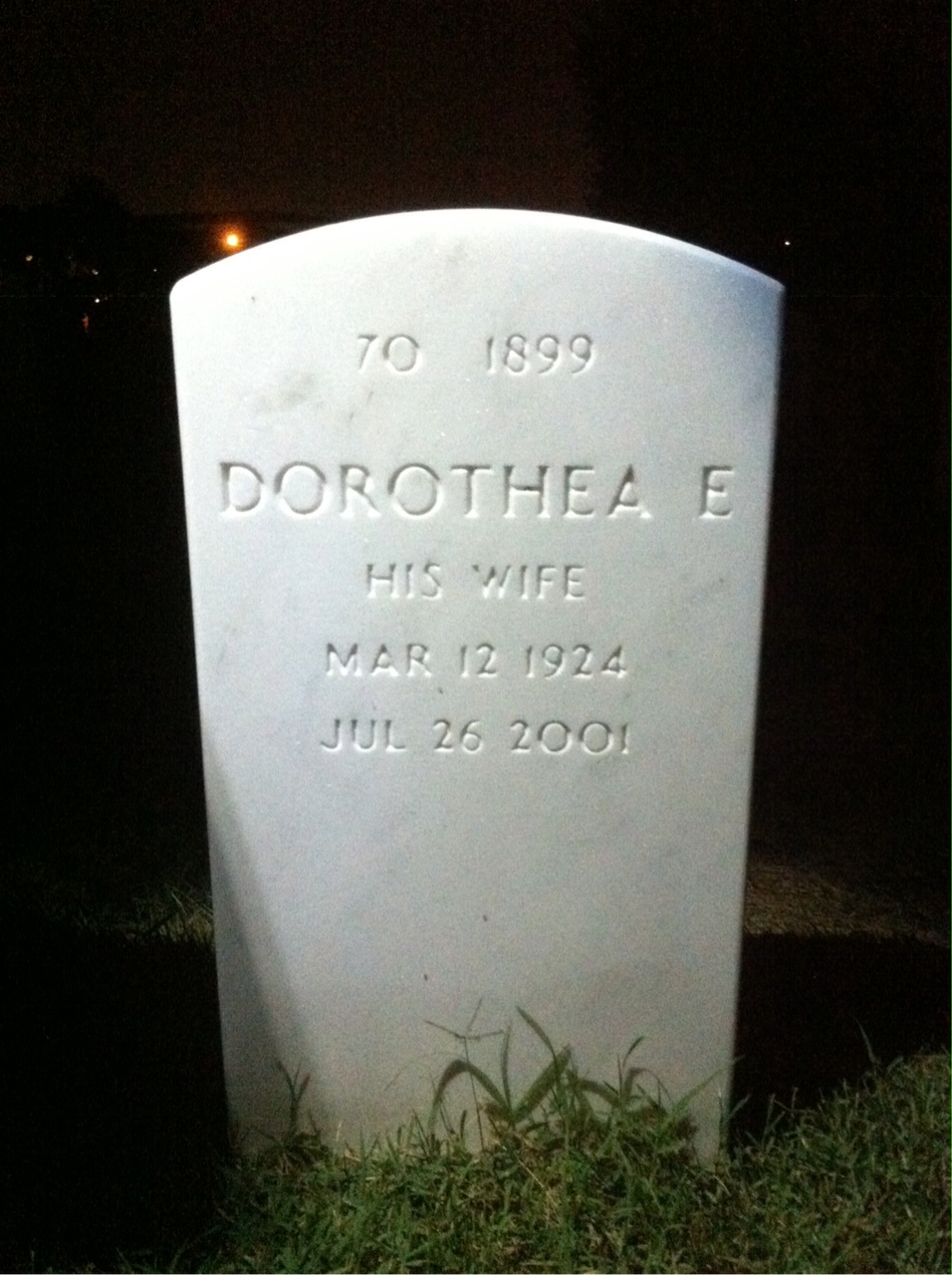 Back of headstone — Arthur Noble