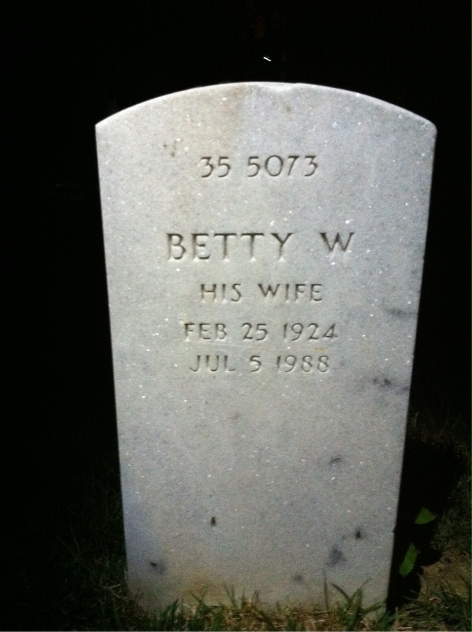 Back of headstone — Betty Allen