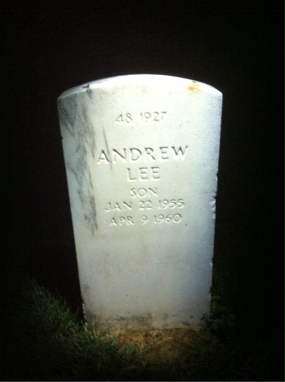 Back of headstone — Andrew Cowsert