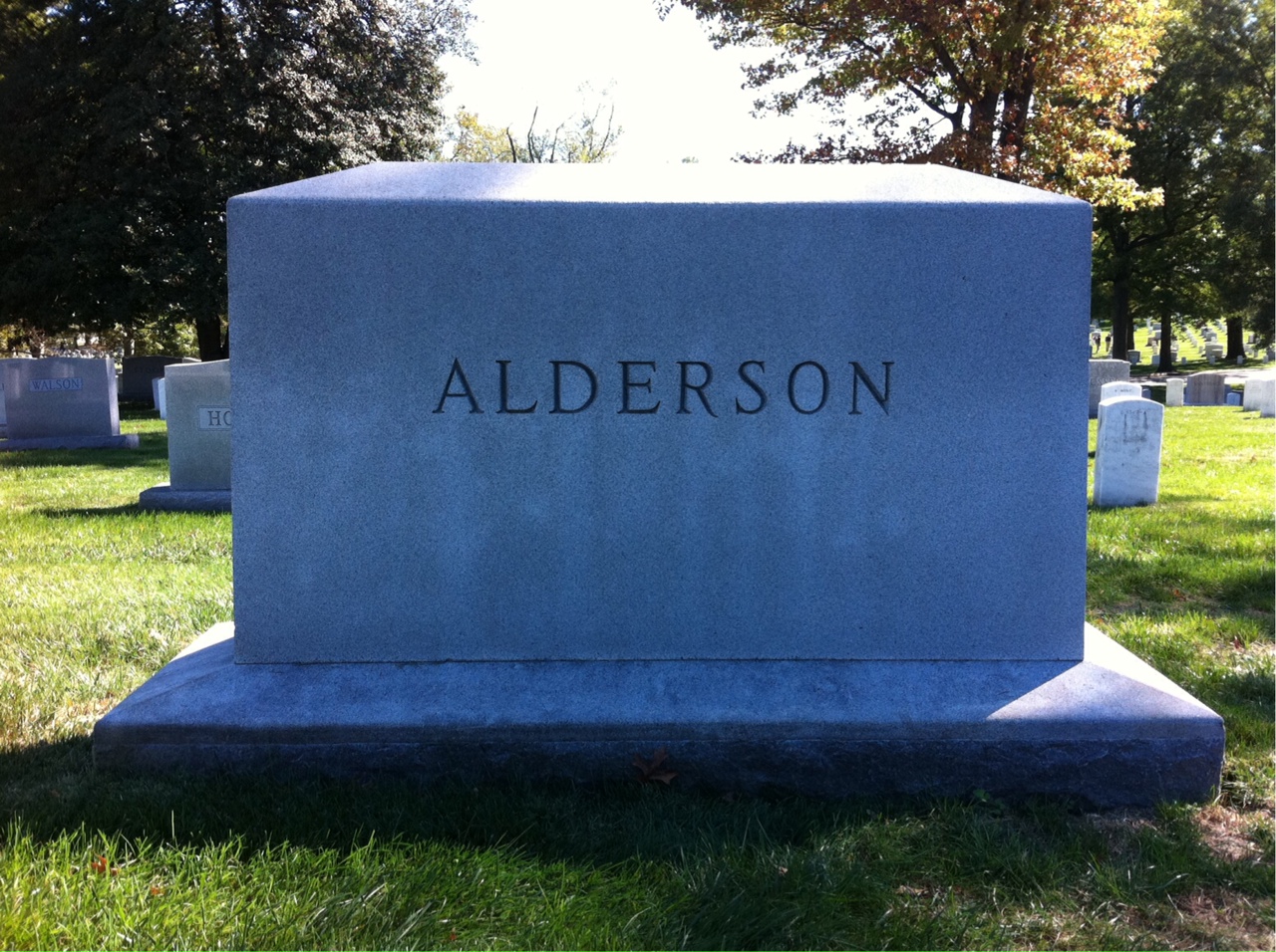 Back of headstone — Henry Alderson