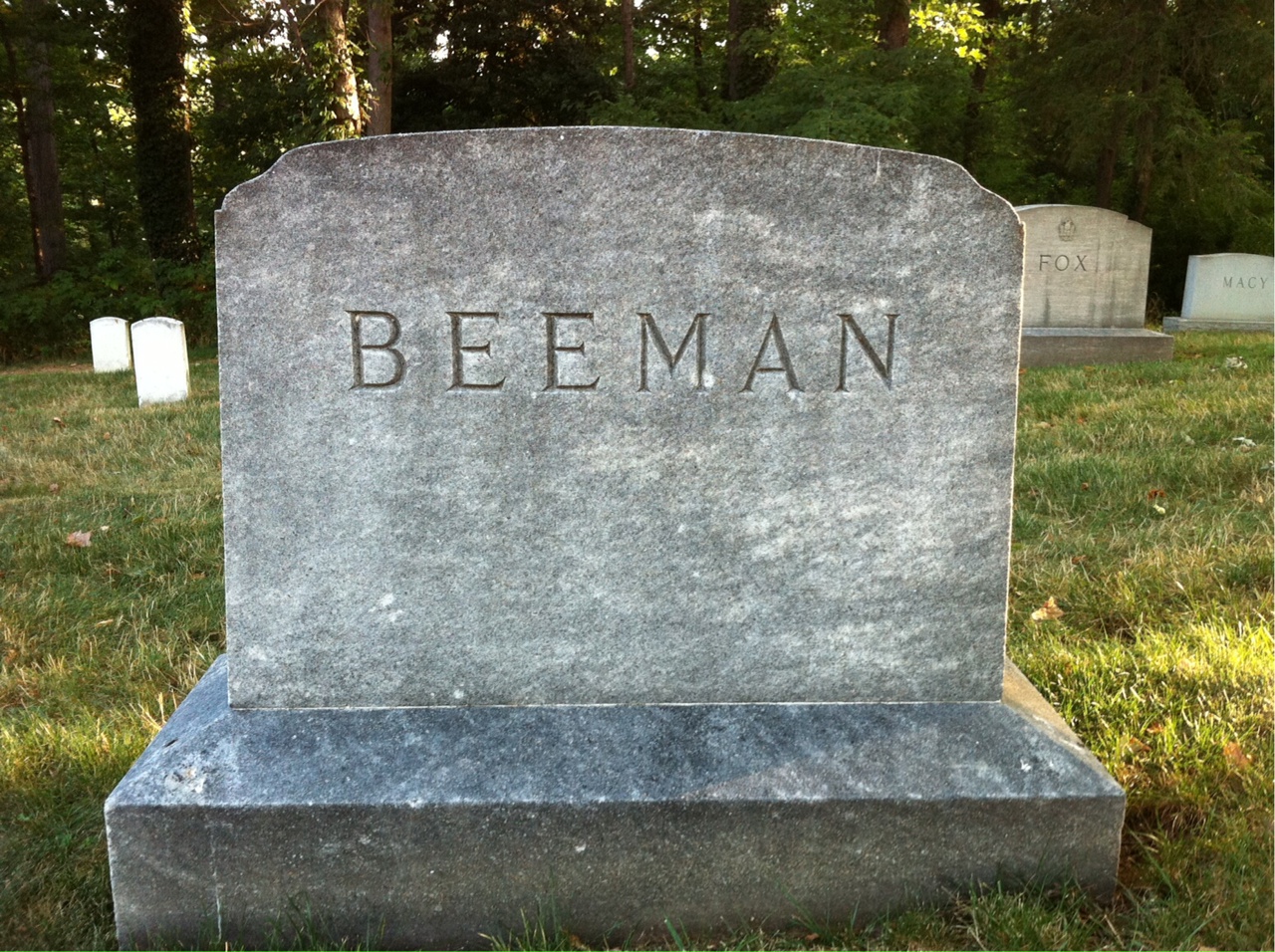 Back of headstone — Howard Beeman