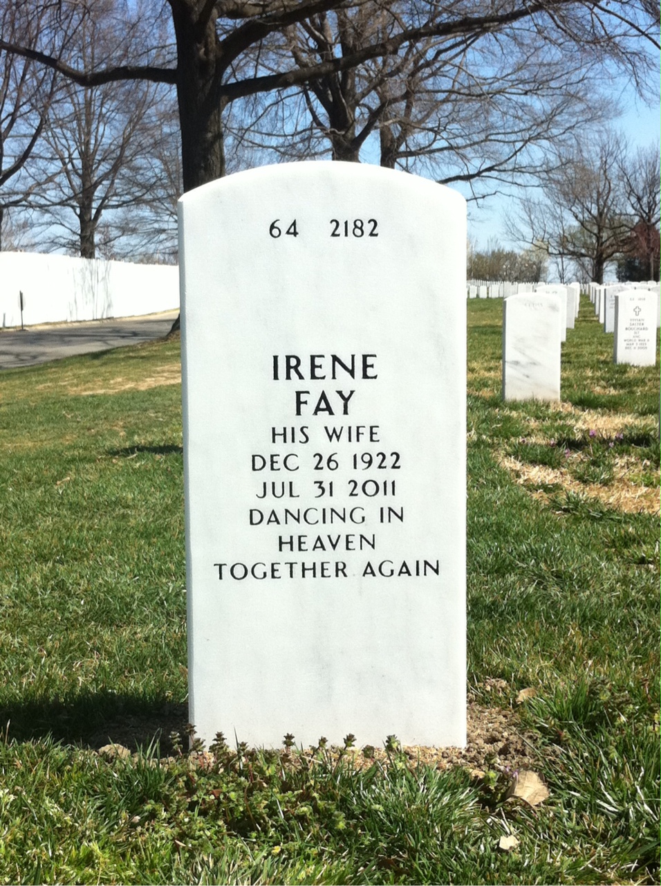 Back of headstone — Frank Hervatine