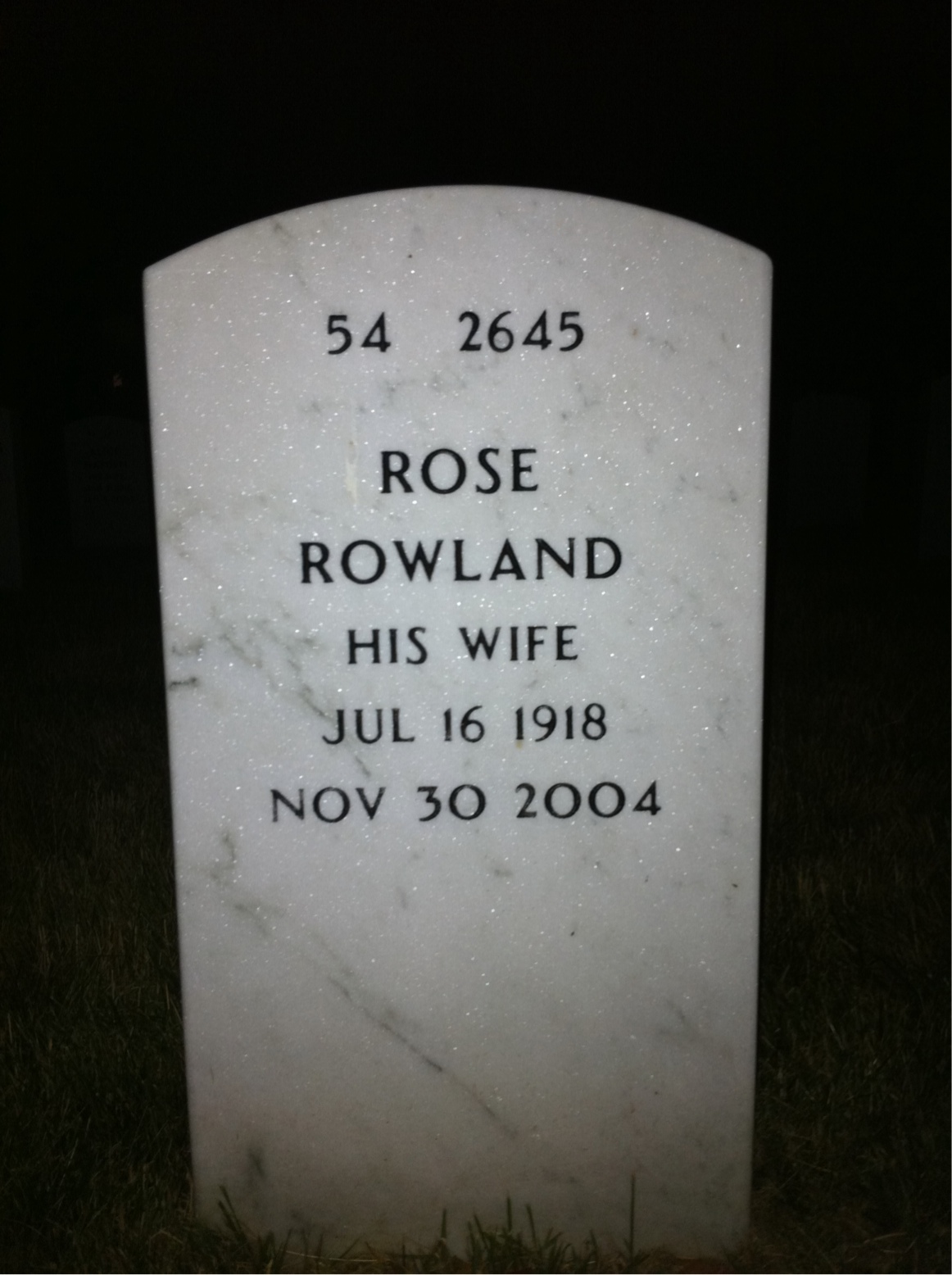 Back of headstone — Morgan Roseborough