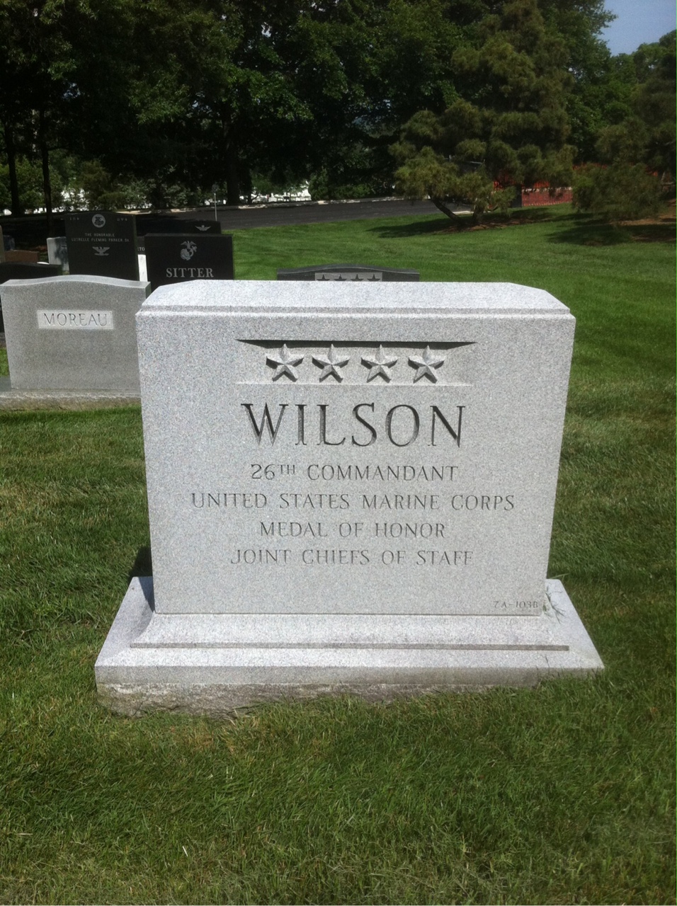 Back of headstone — Louis Wilson