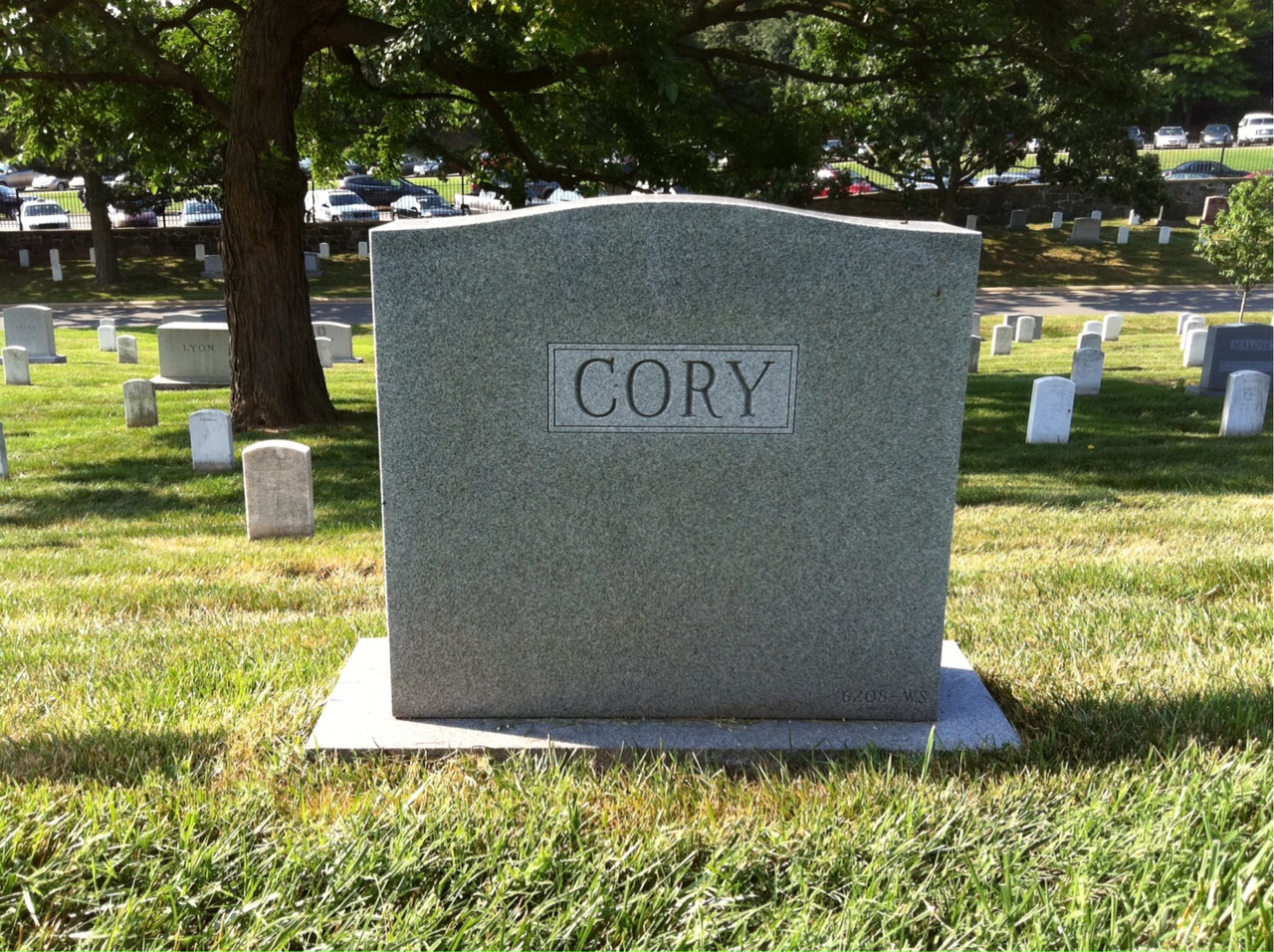 Back of headstone — Paul Cory