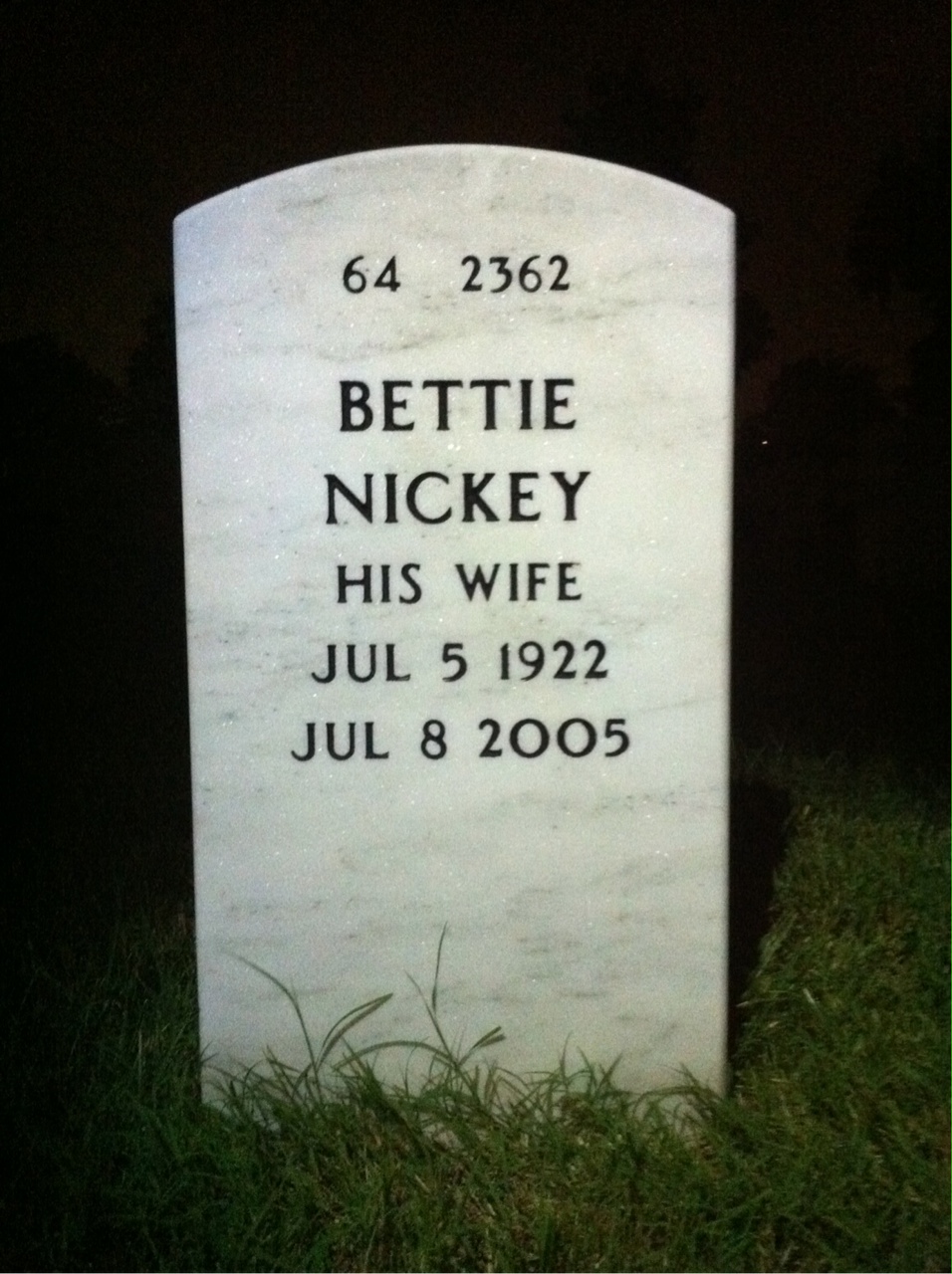 Back of headstone — William Lingan