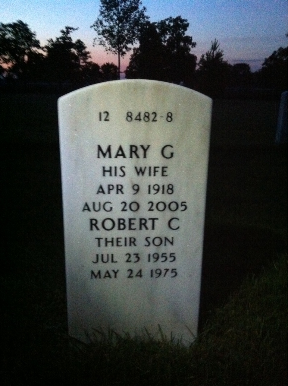 Back of headstone — Charles Coke