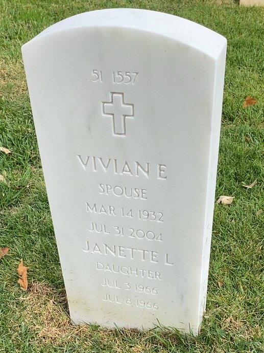 Back of headstone — Marvin Cunningham