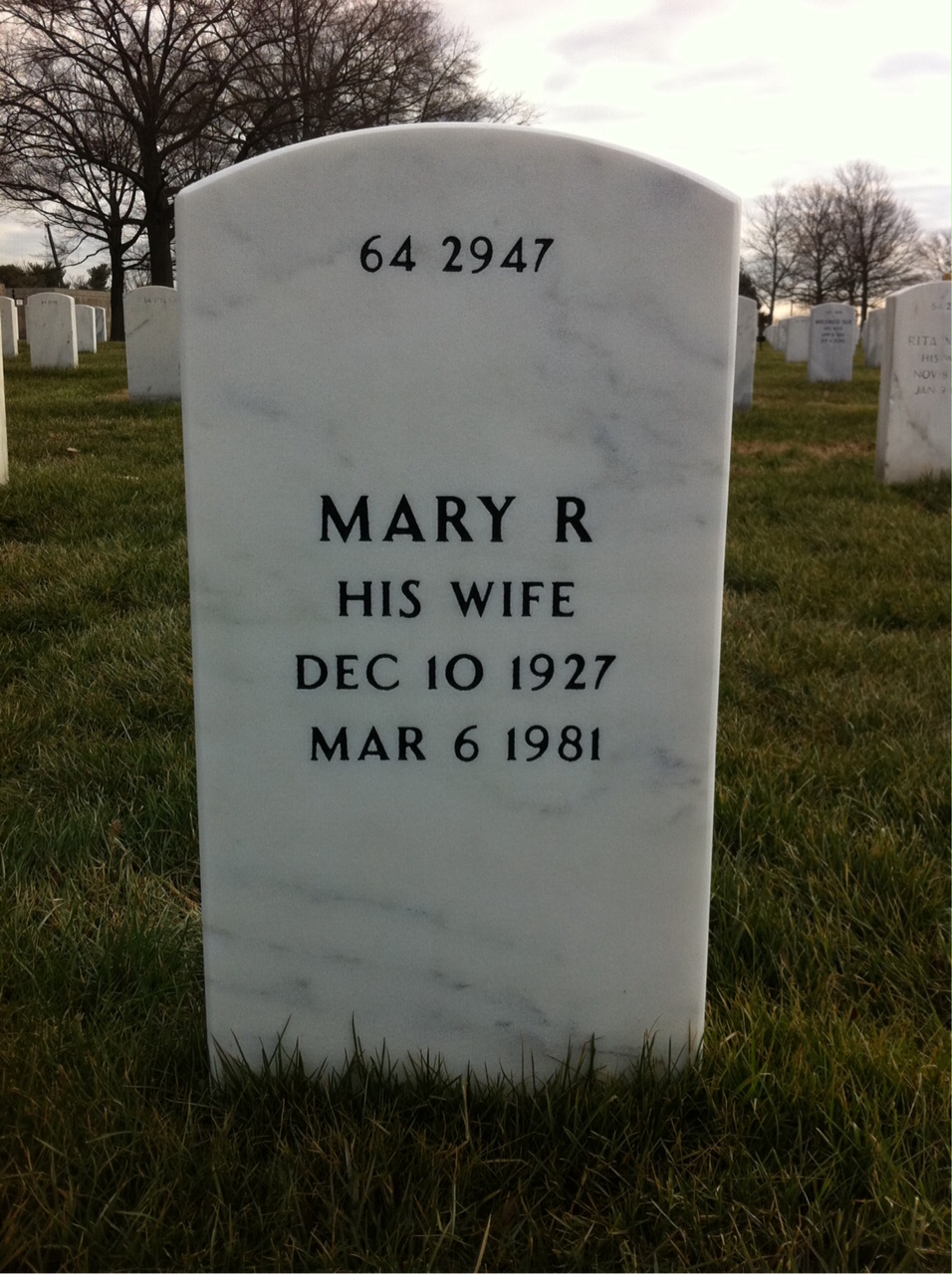 Back of headstone — Thomas T Burtt
