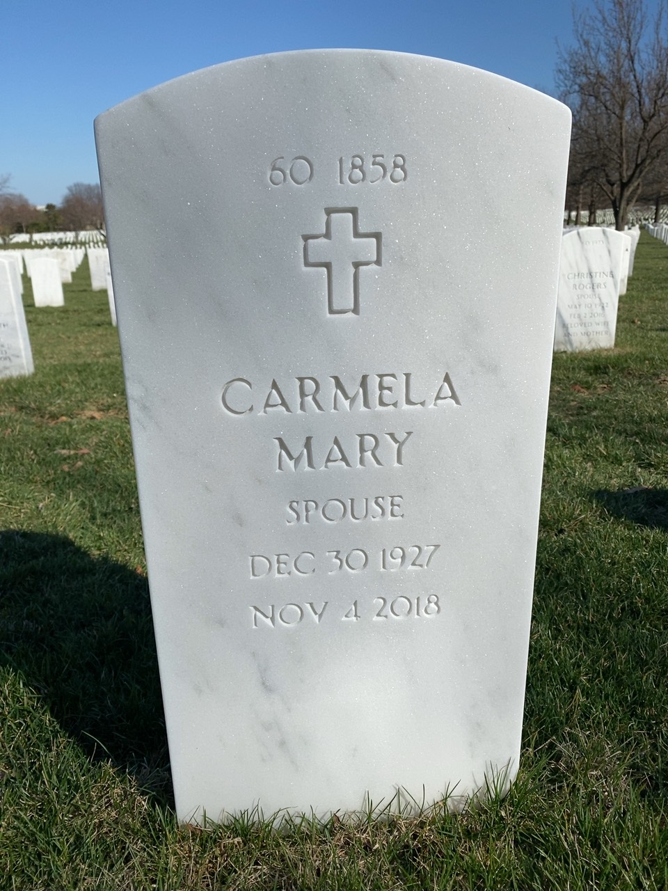 Back of headstone — William Stanley White