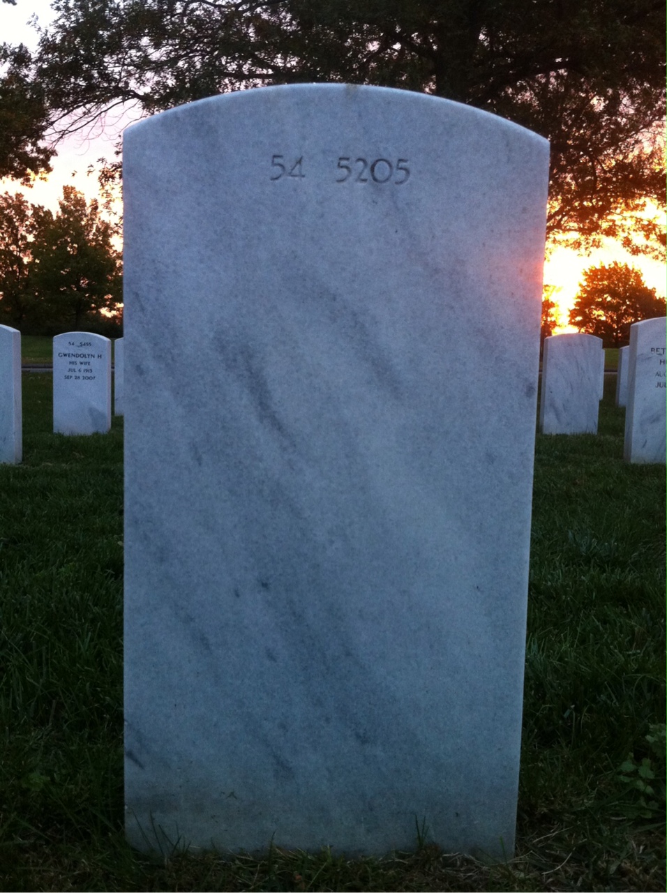 Back of headstone — Raymond W Strock