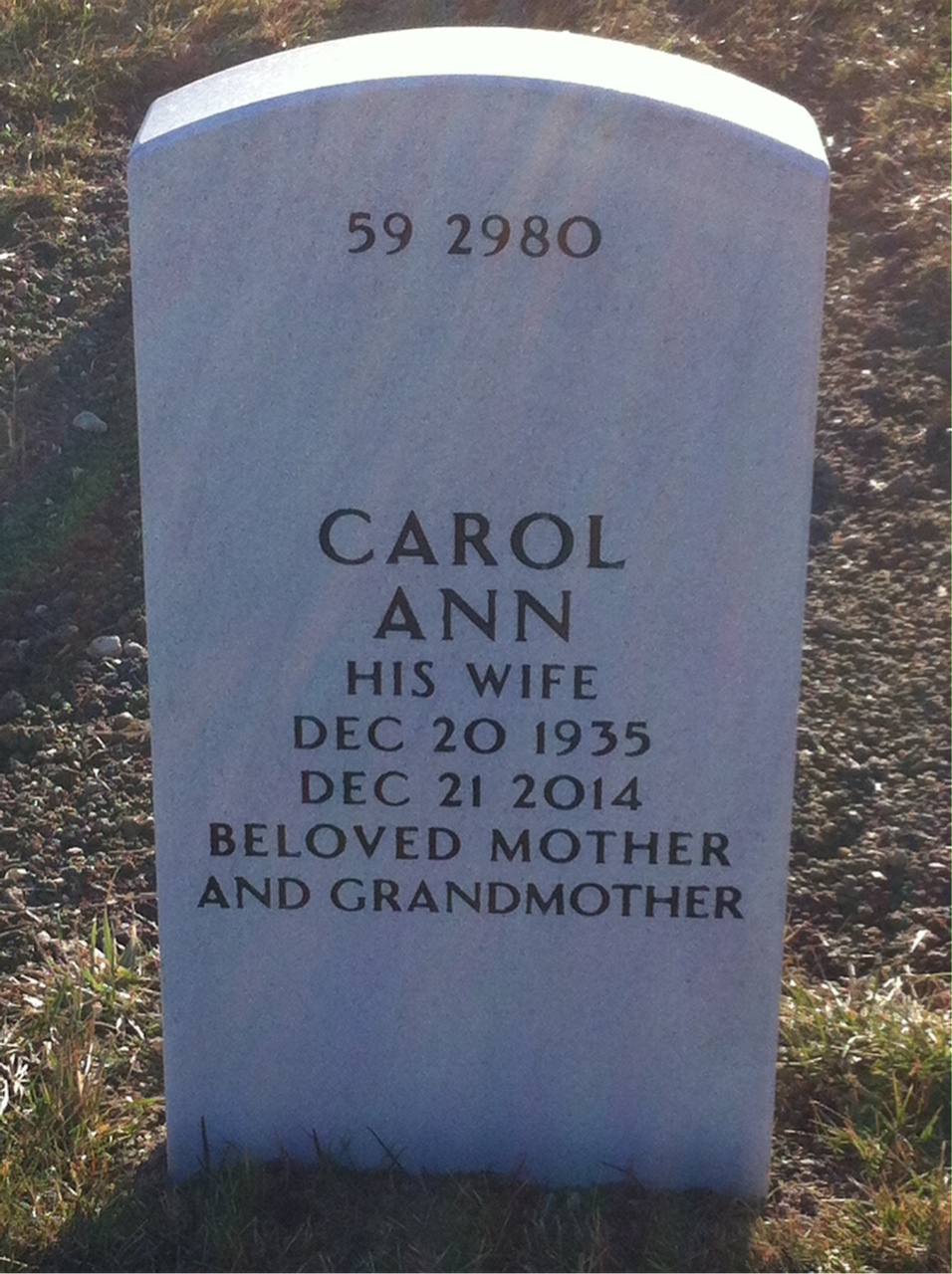 Back of headstone — Dennis Newport