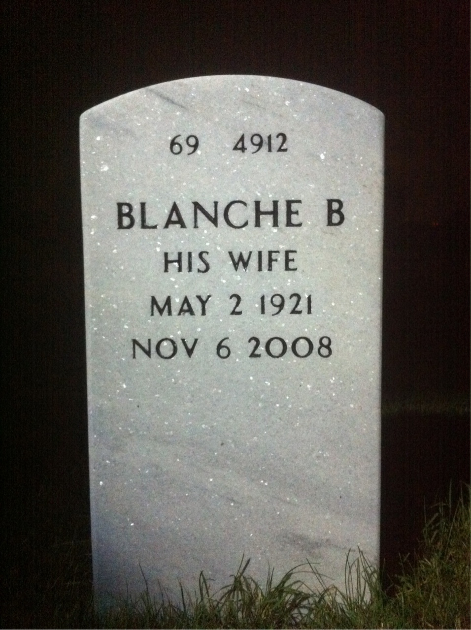 Back of headstone — Wallace Dubois