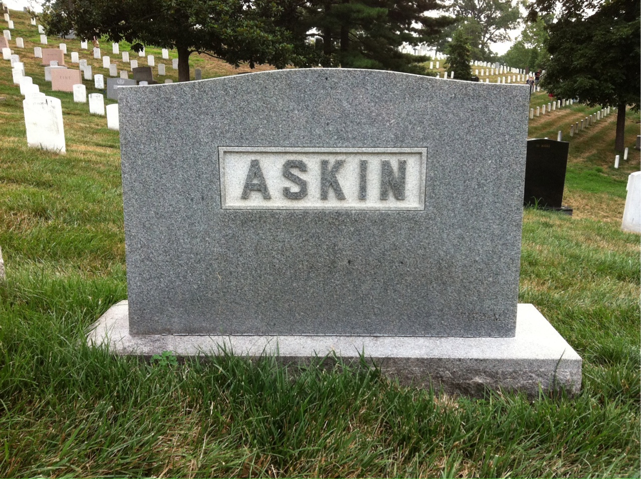 Back of headstone — Henry Askin