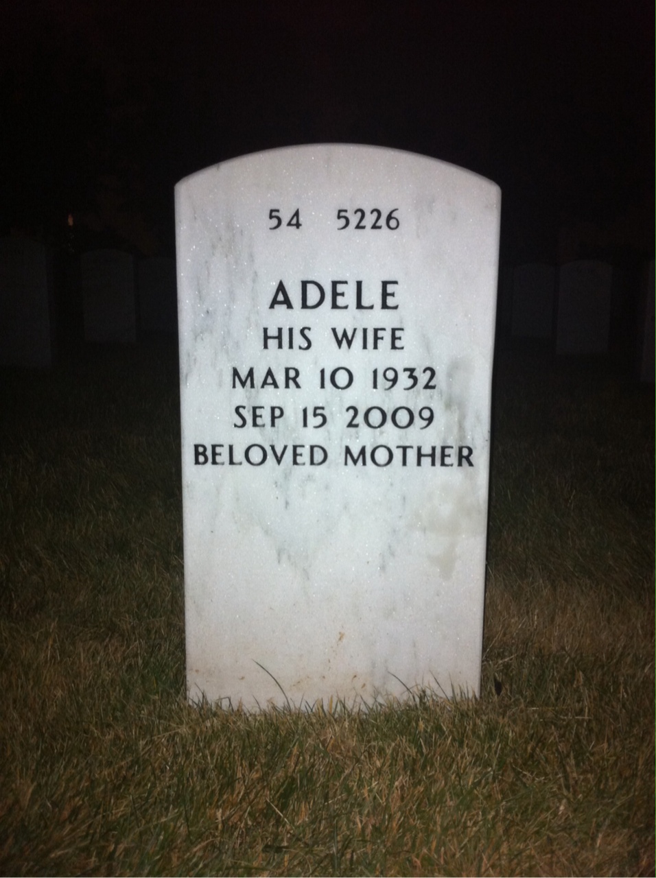 Back of headstone — Jack Kightlinger