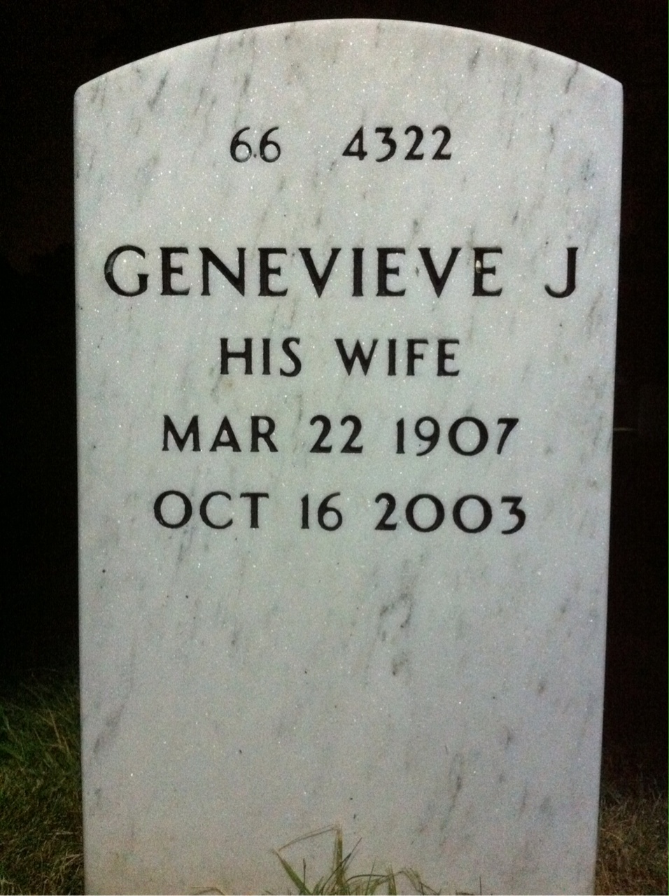 Back of headstone — George White