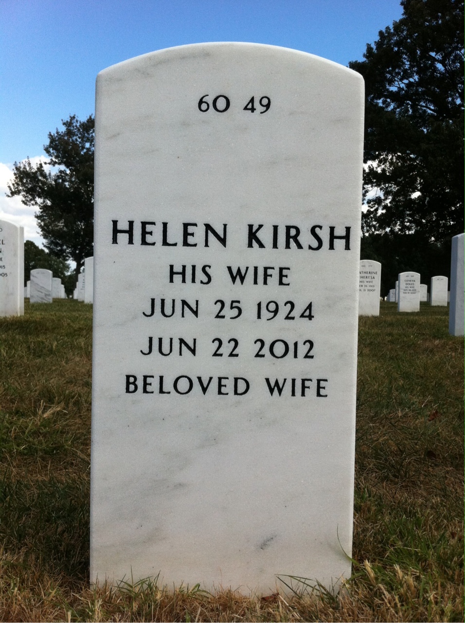 Back of headstone — George Behrens