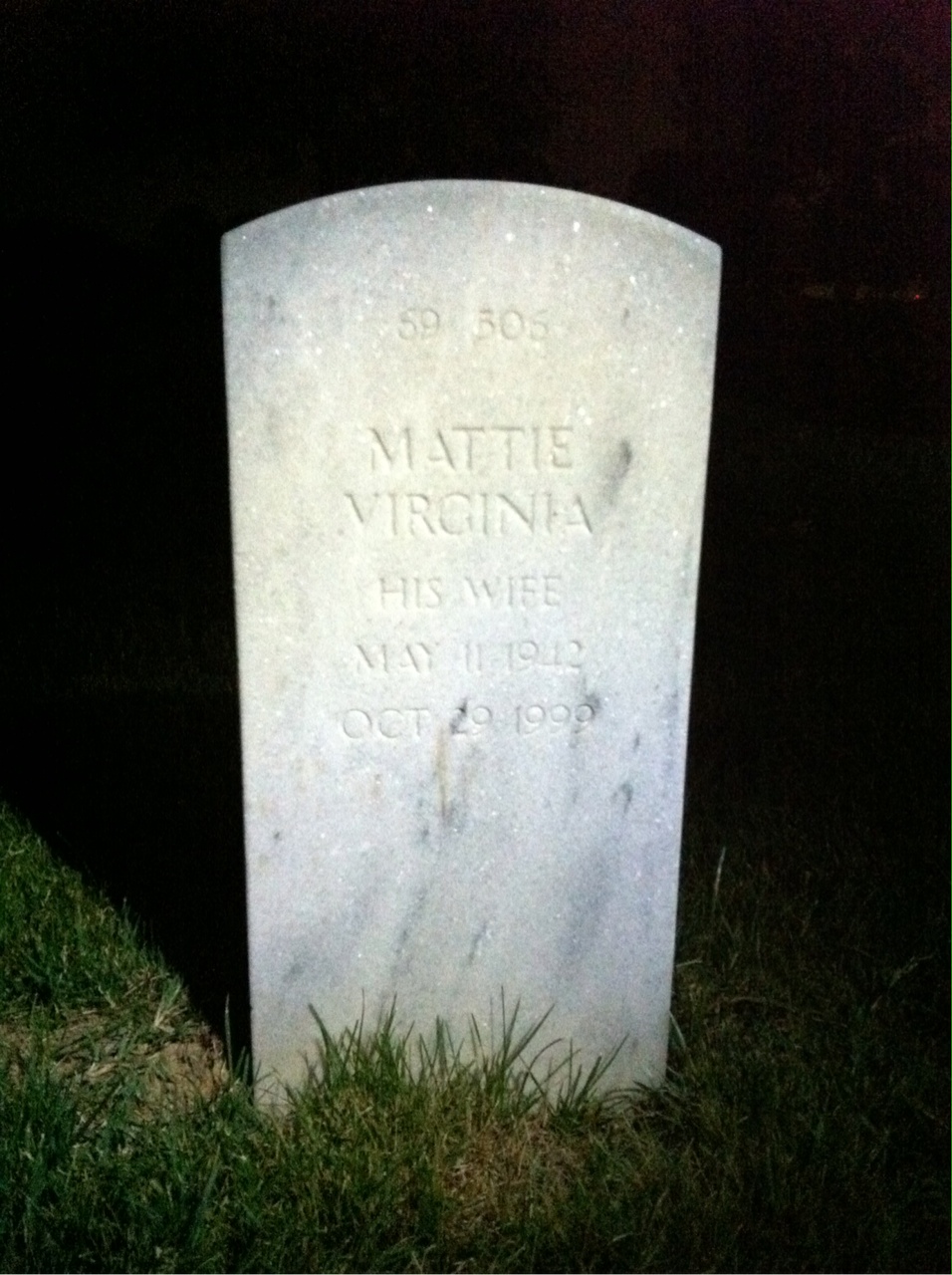 Back of headstone — Mattie Allen