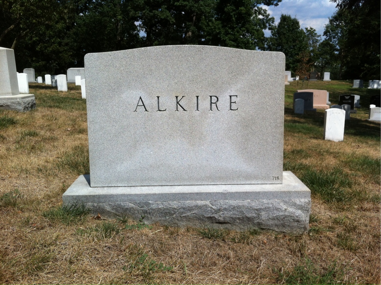 Back of headstone — Faryl Alkire