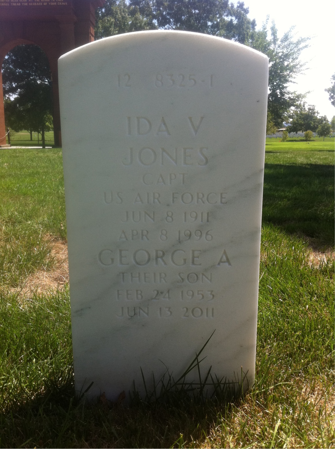 Back of headstone — Louis Jones