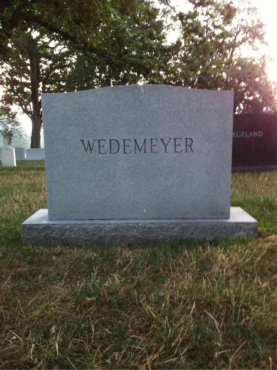 Back of headstone — Albert Wedemeyer