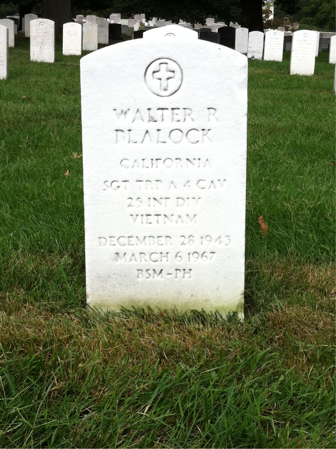Back of headstone — Walter Rogers Blalock
