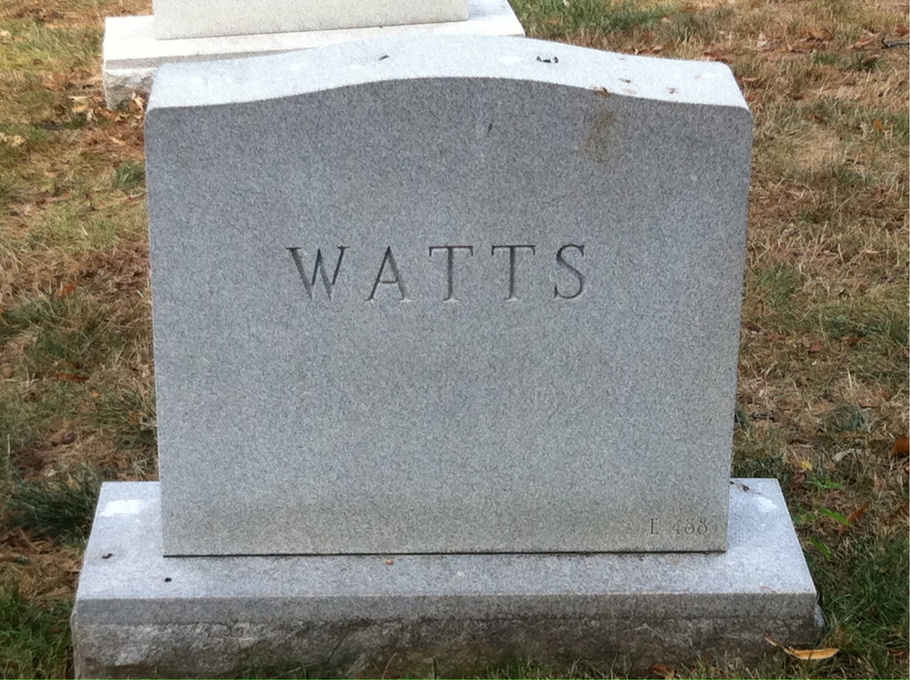 Back of headstone — Theodore Francis Watts