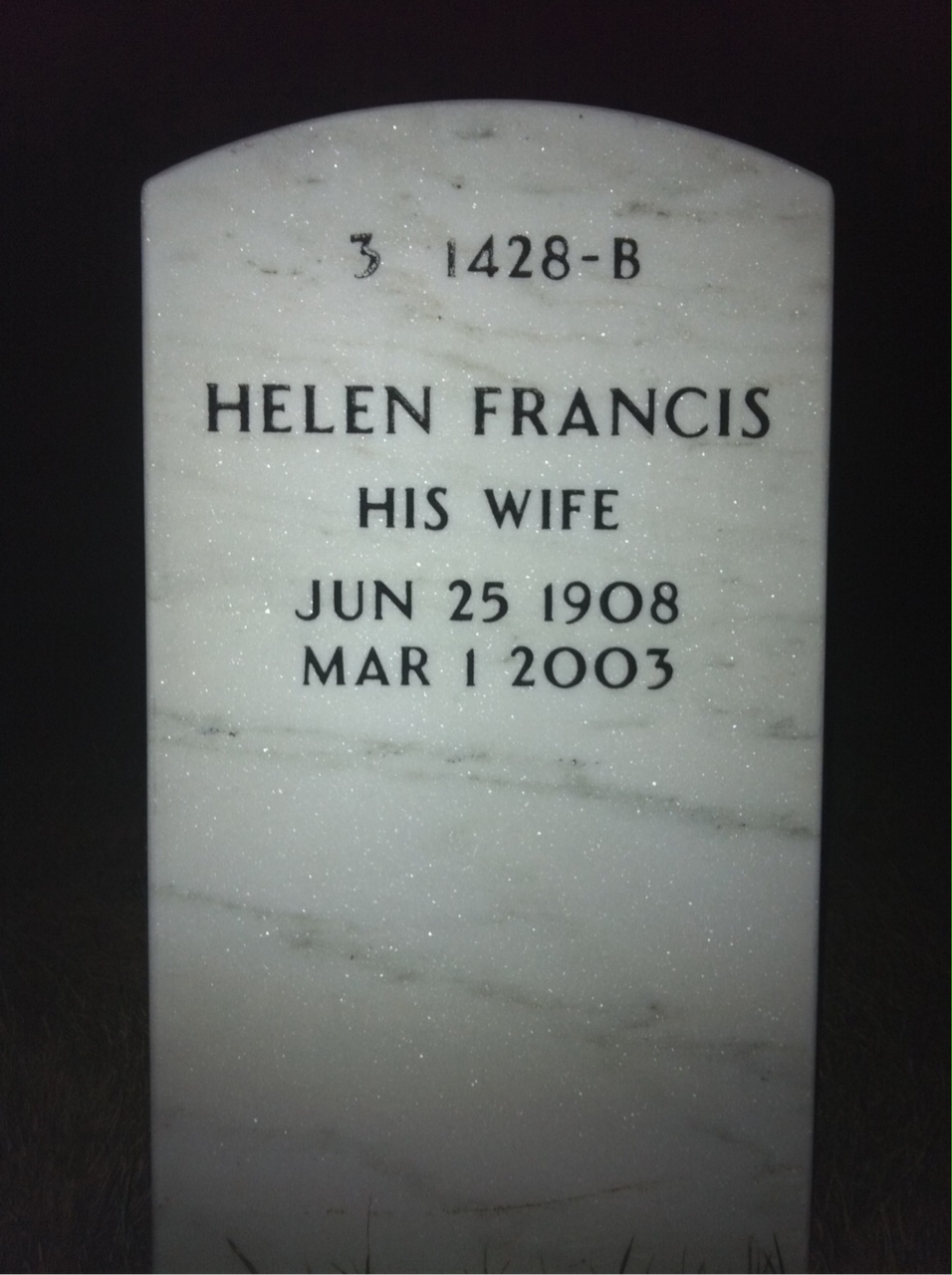 Back of headstone — Herbert Vosburgh
