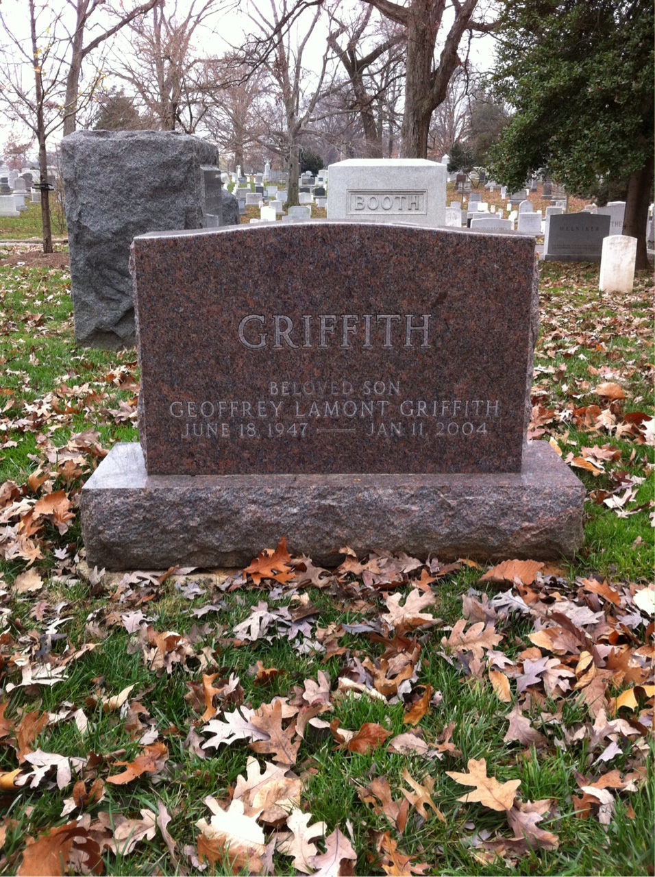Back of headstone — Clyde Griffith