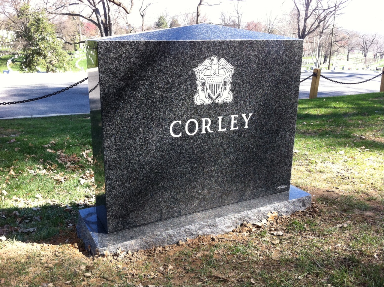 Back of headstone — Frank Corley
