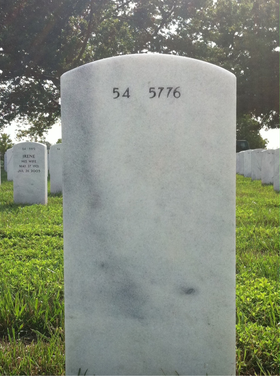 Back of headstone — Robert Wardell