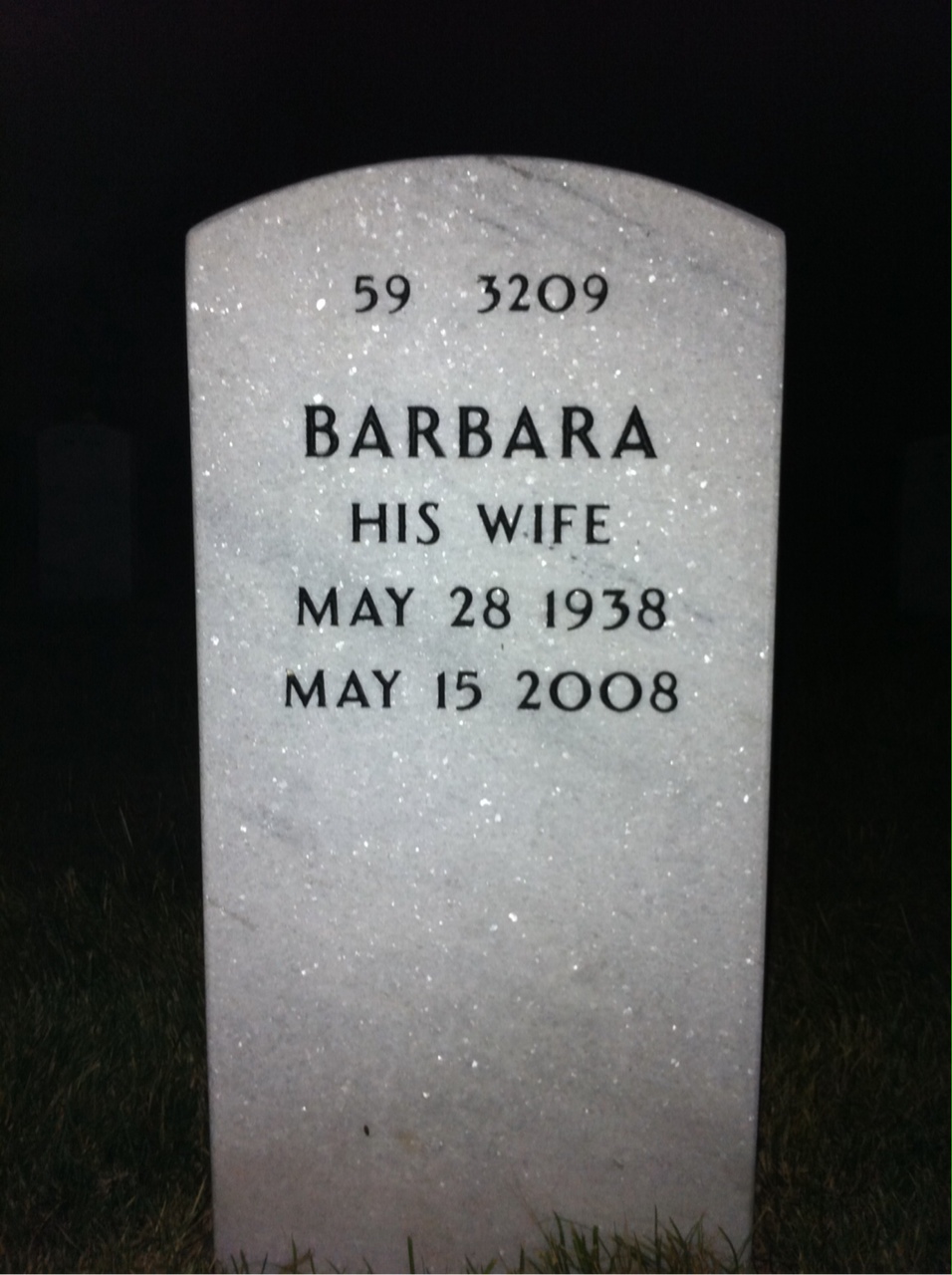 Back of headstone — Mark Redina
