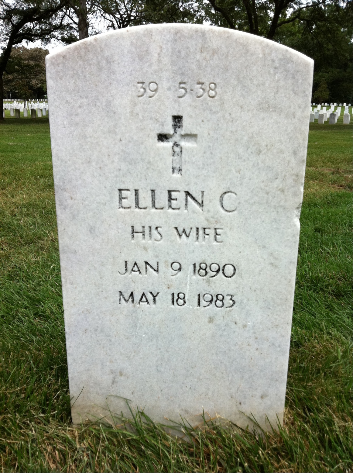 Back of headstone — Ellen Barr