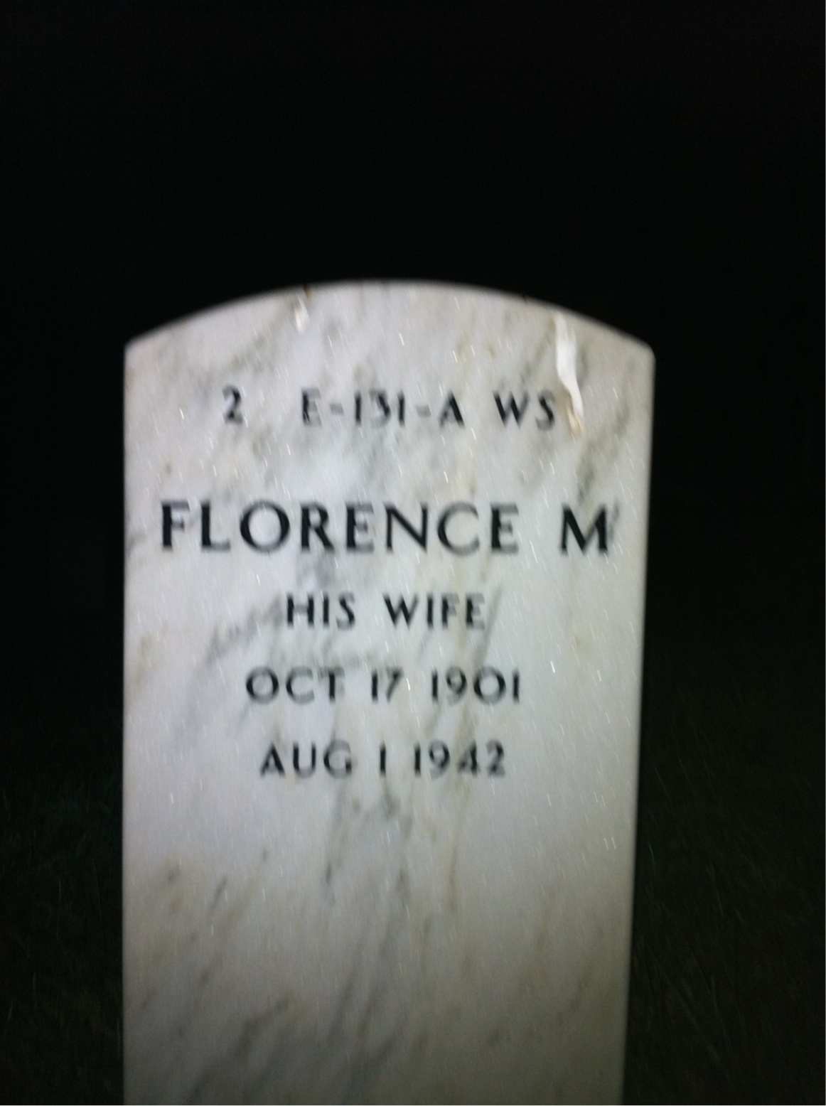 Back of headstone — John Woods