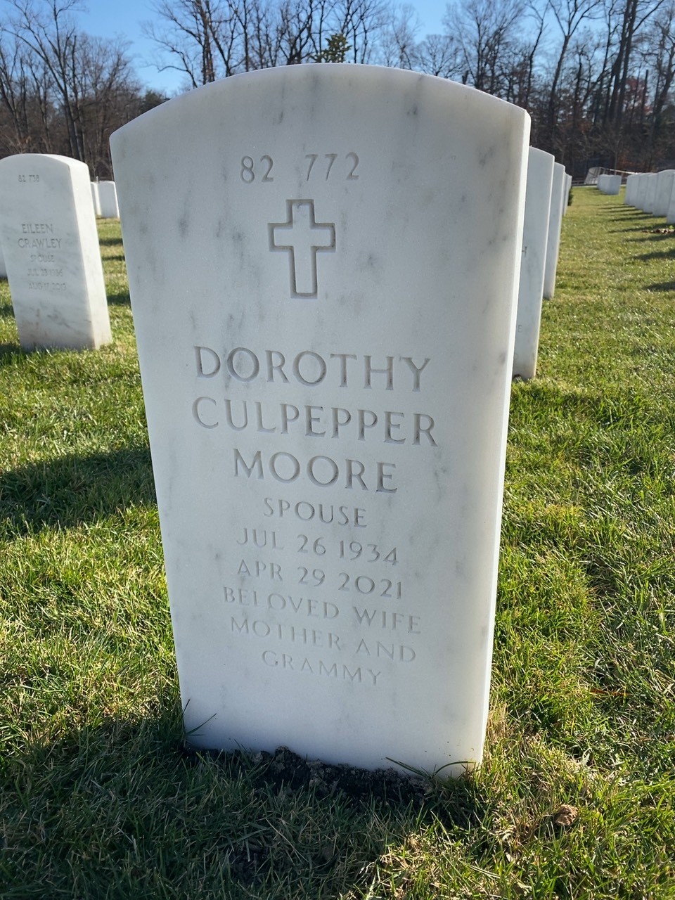 Back of headstone — William Moore