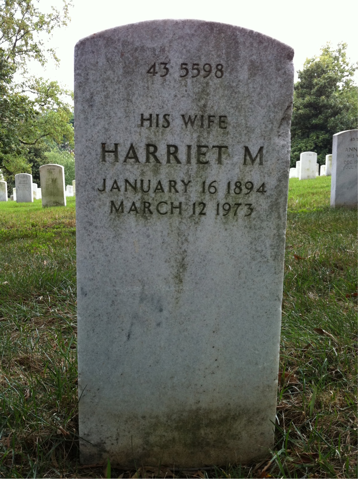 Back of headstone — Walter F Keller