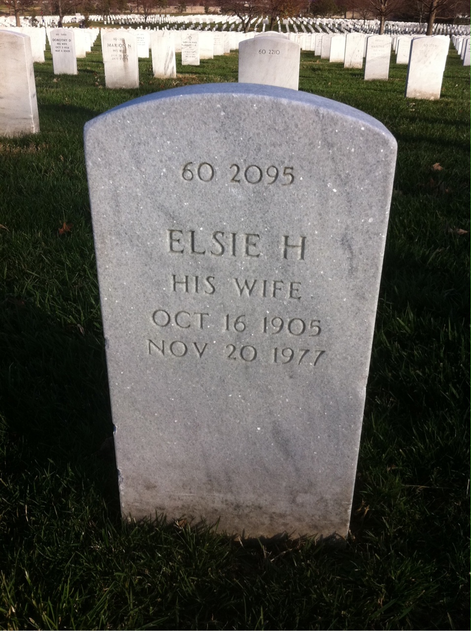 Back of headstone — Elsie Mister