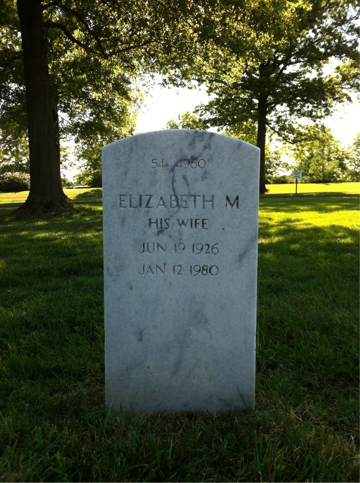 Back of headstone — Elizabeth Mirabella