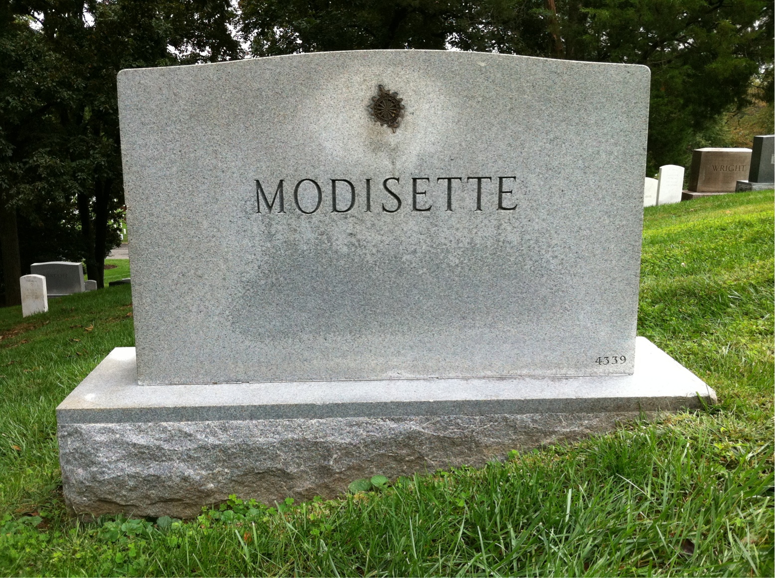 Back of headstone — Alice Modisette