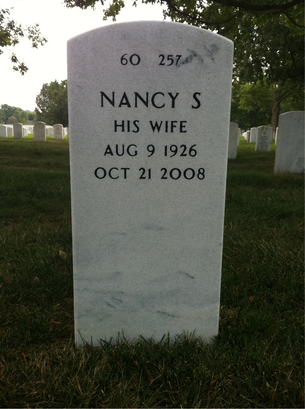 Back of headstone — Allen Nottingham